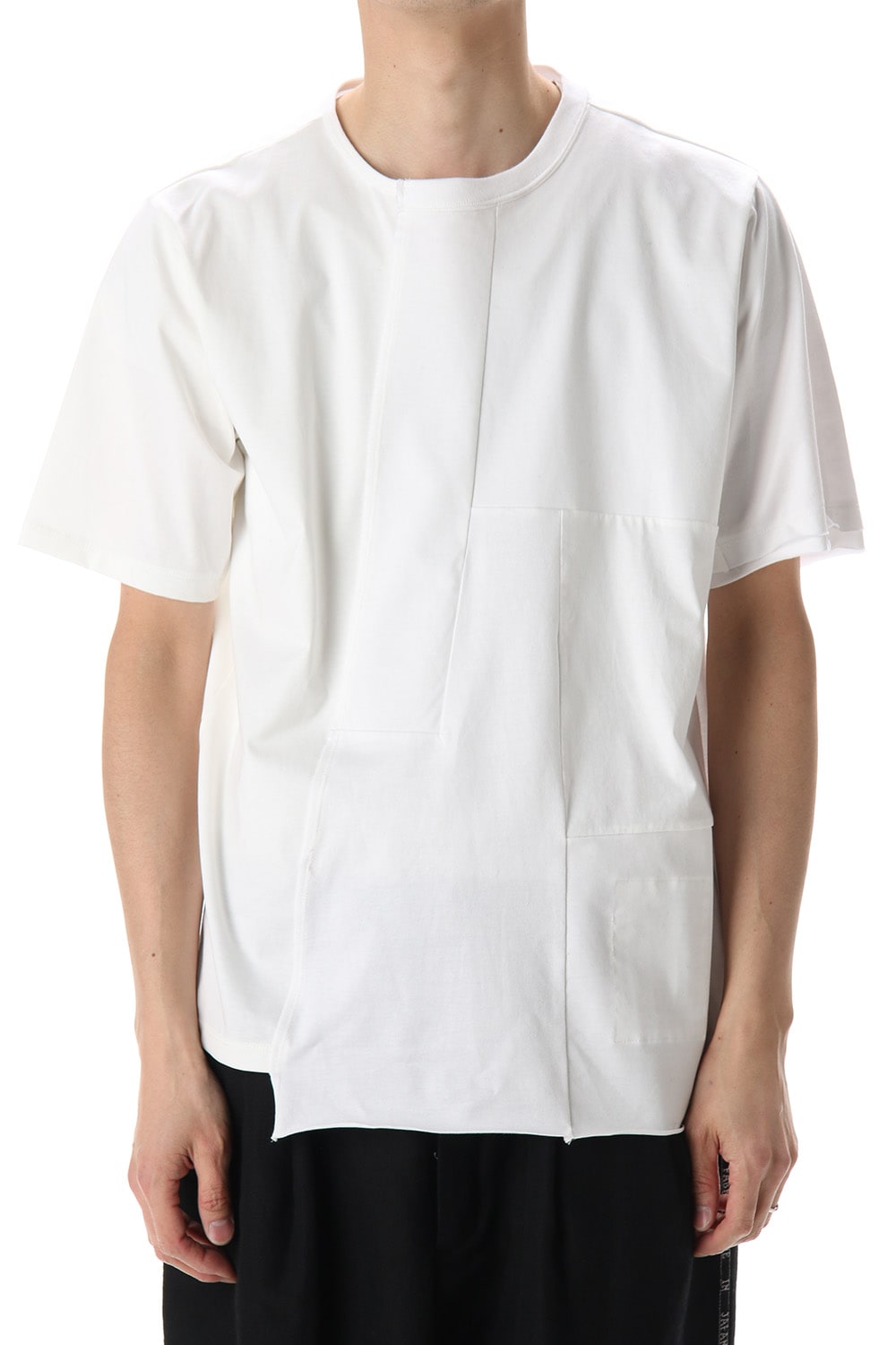 Patchwork Back Seamed T-Shirts White