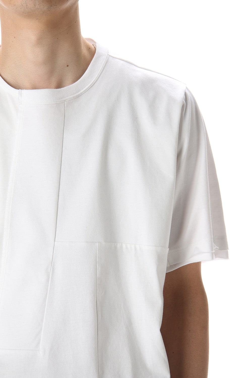 Patchwork Back Seamed T-Shirts White