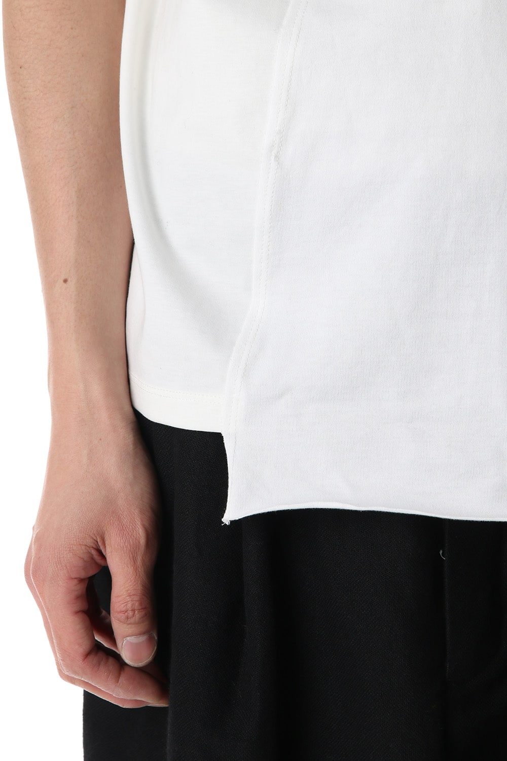 Patchwork Back Seamed T-Shirts White