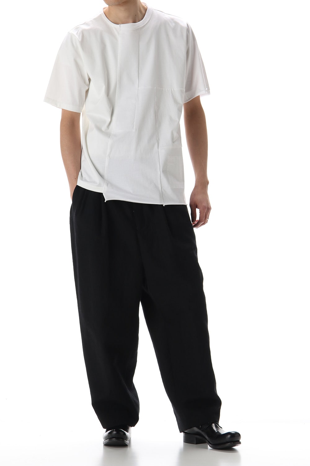 Patchwork Back Seamed T-Shirts White