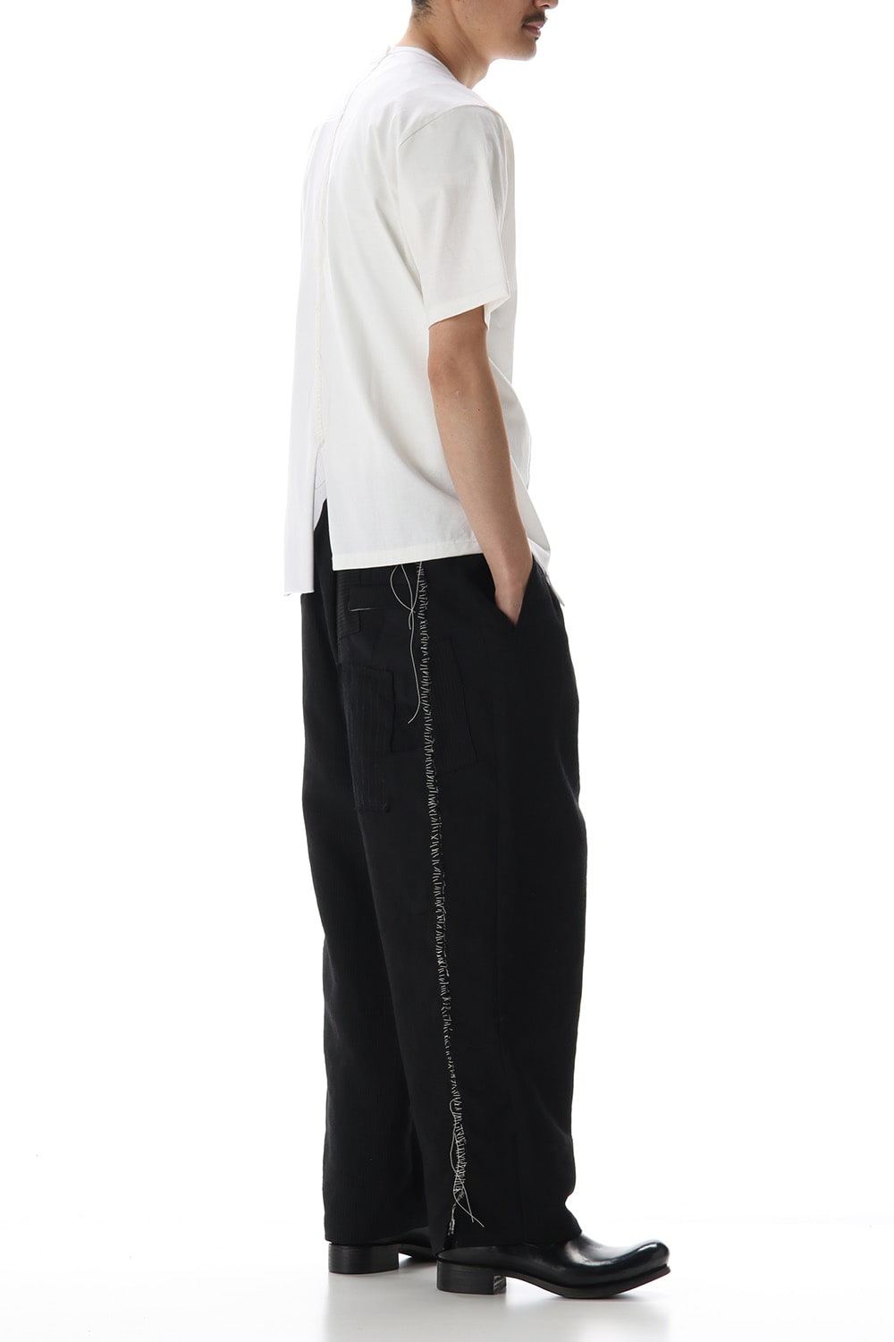 Patchwork Back Seamed T-Shirts White