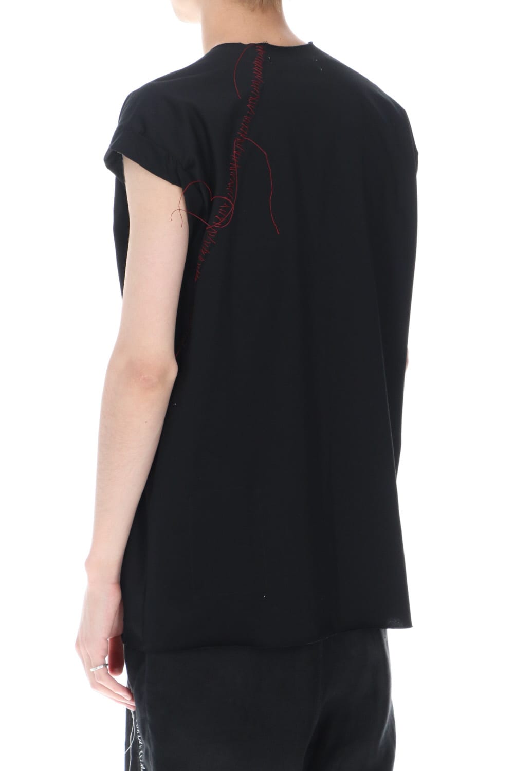 Embroidery French Sleeve T-shirts Black