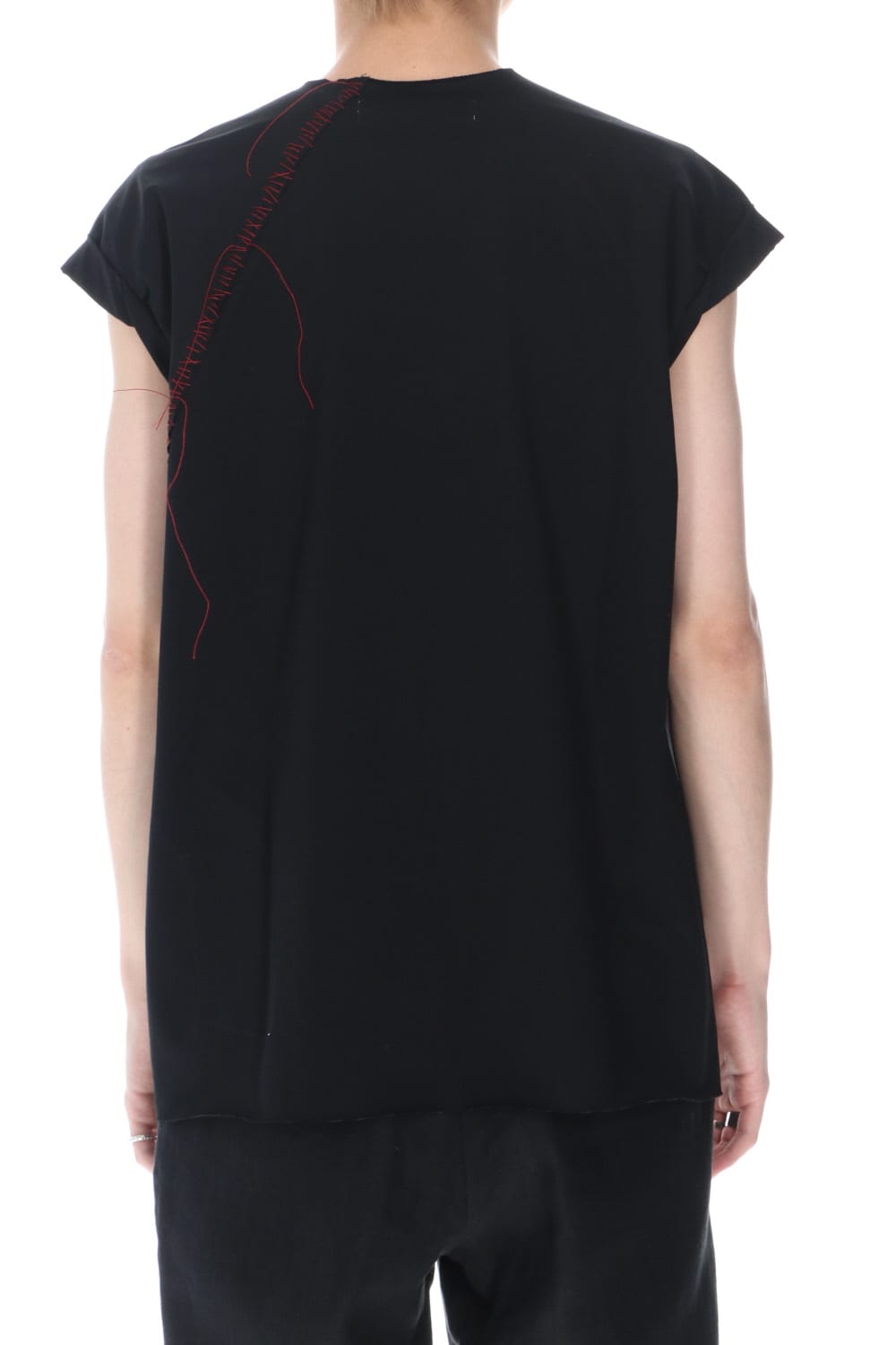 Embroidery French Sleeve T-shirts Black