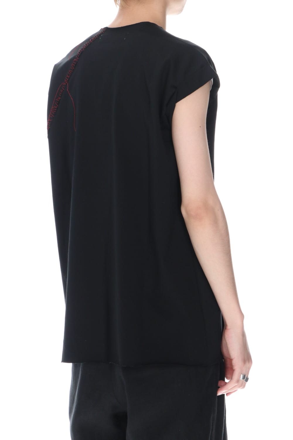 Embroidery French Sleeve T-shirts Black