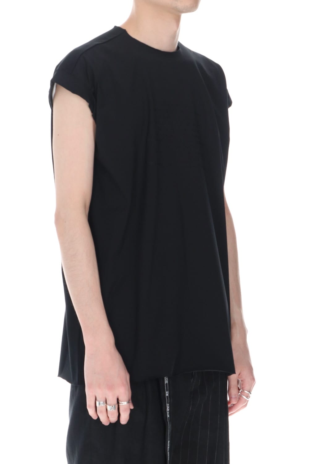 Embroidery French Sleeve T-shirts Black