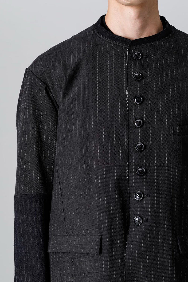 Patched Bandcollar Jacket