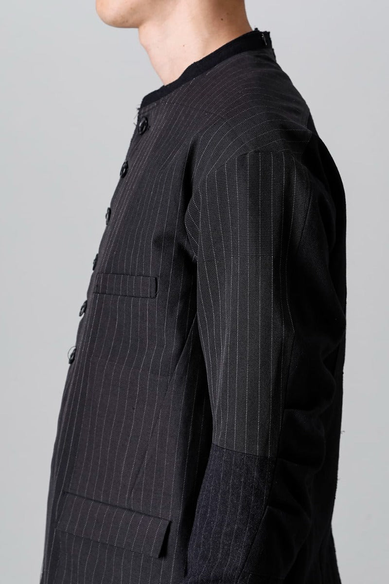 Patched Bandcollar Jacket