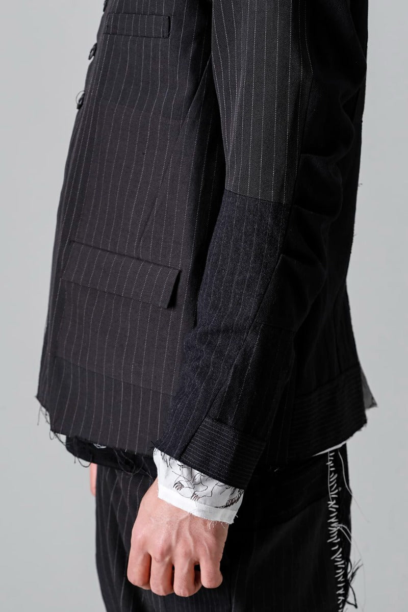 Patched Bandcollar Jacket