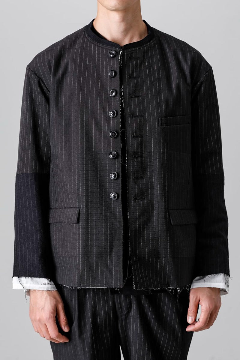 Patched Bandcollar Jacket