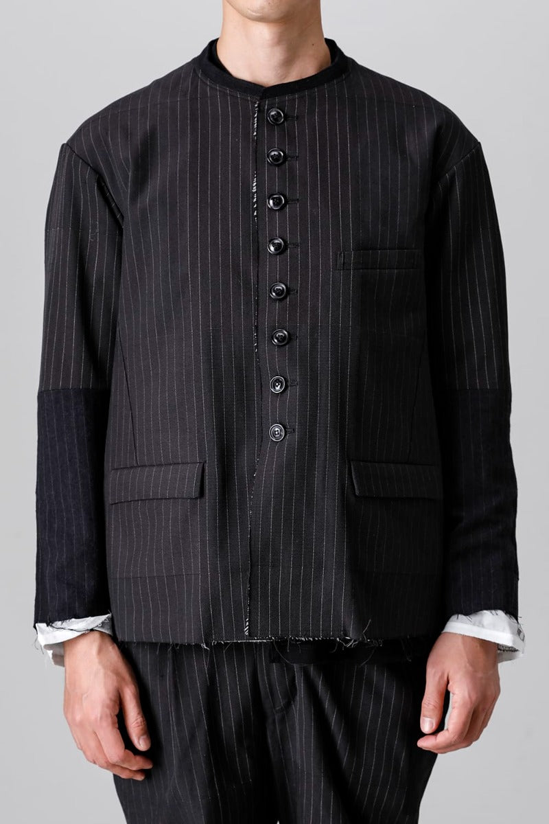 Patched Bandcollar Jacket