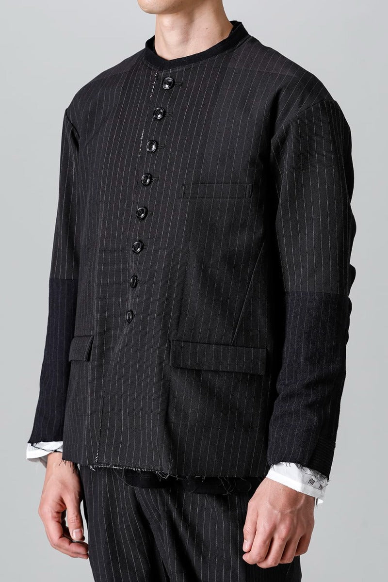 Patched Bandcollar Jacket