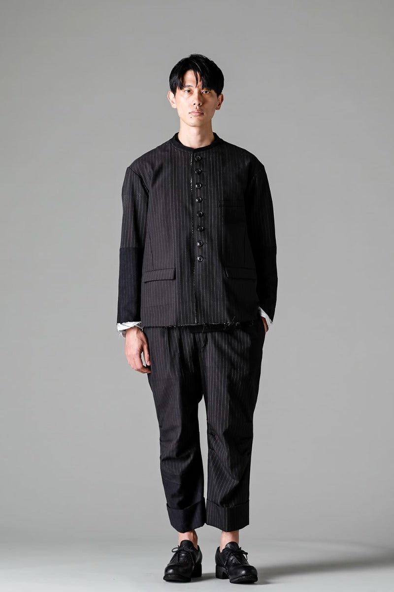 Patched Bandcollar Jacket