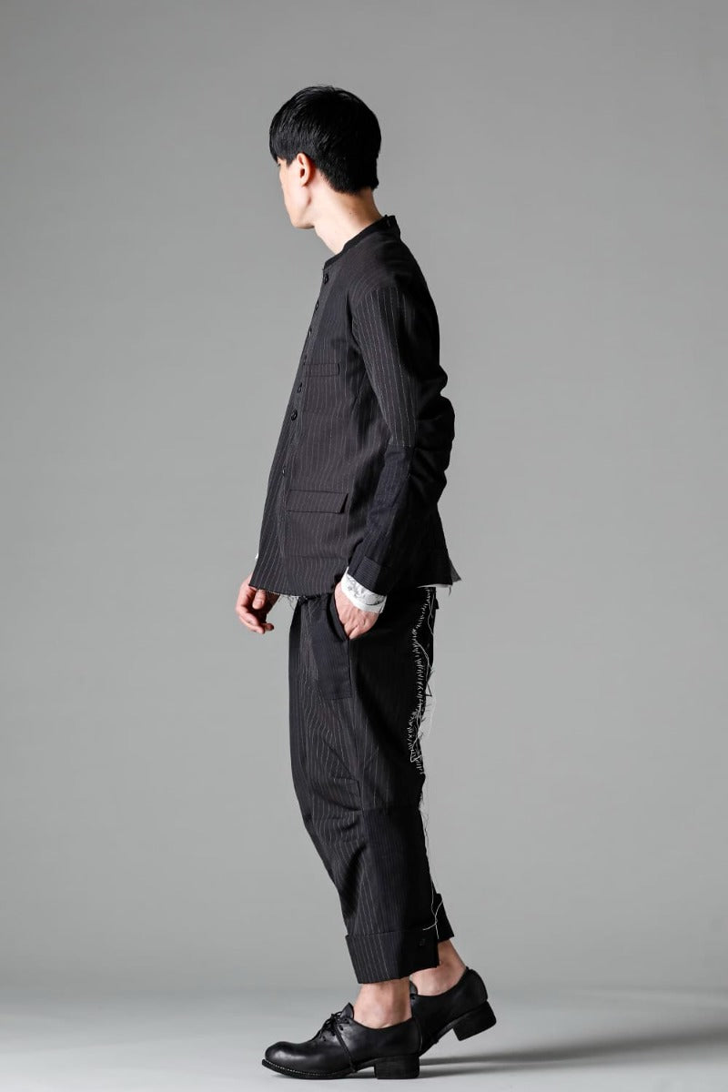 Patched Bandcollar Jacket