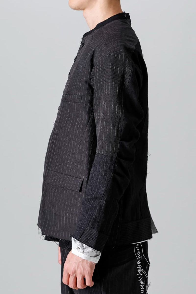 Patched Bandcollar Jacket