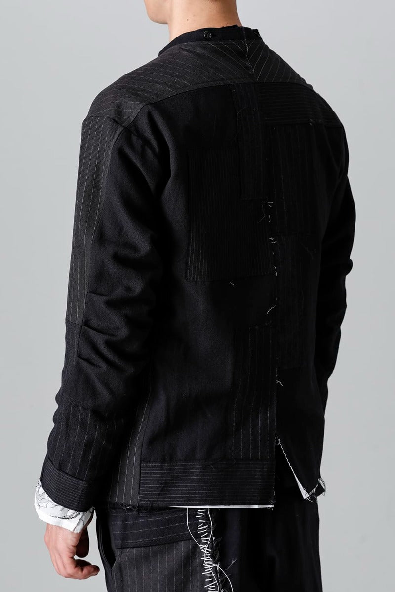 Patched Bandcollar Jacket
