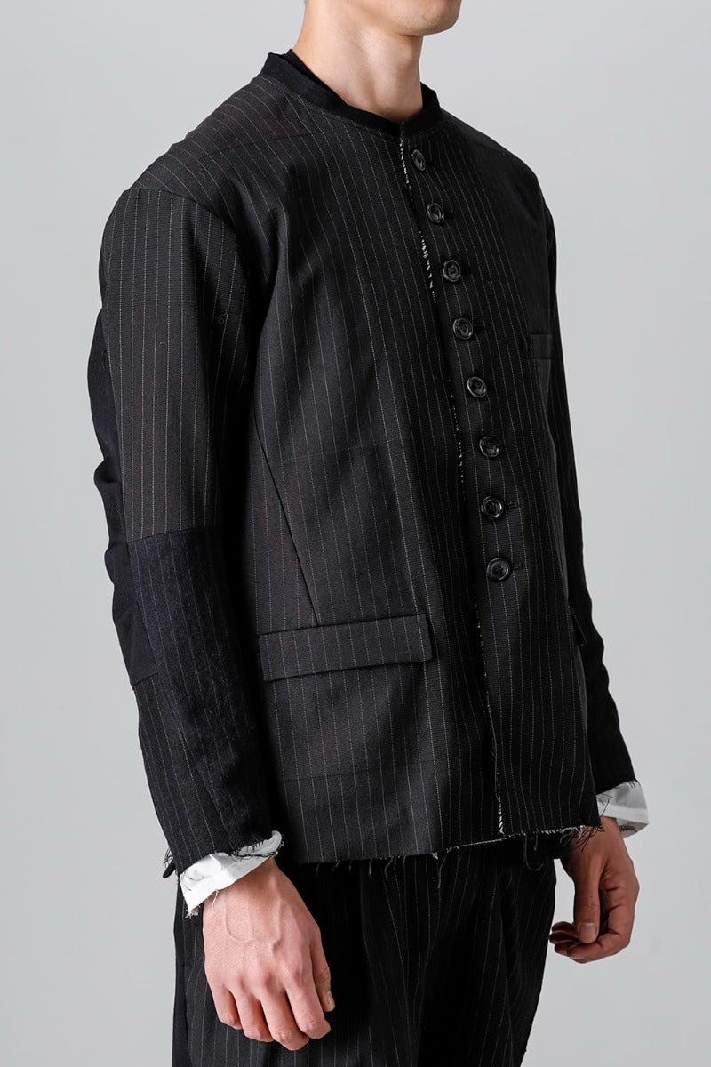 Patched Bandcollar Jacket