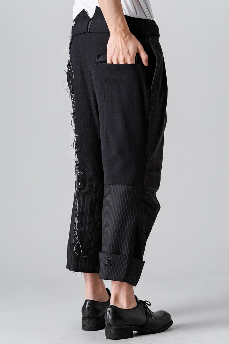 Patched Wide Cropped Trousers