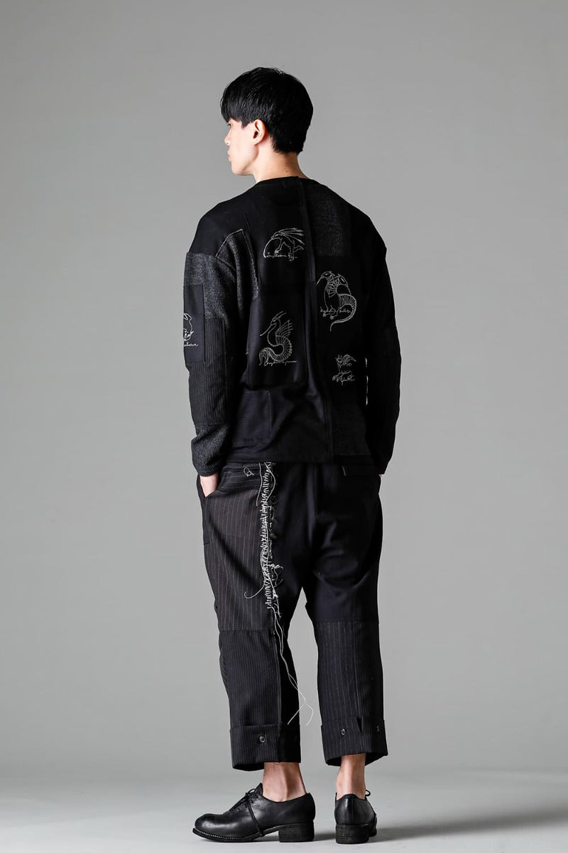 Patched Wide Cropped Trousers