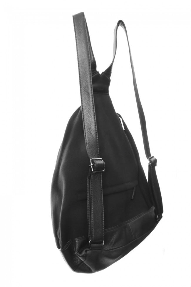 Switching Tuck Back Pack BIG Brushed & Leather - DV-I10-903 Black