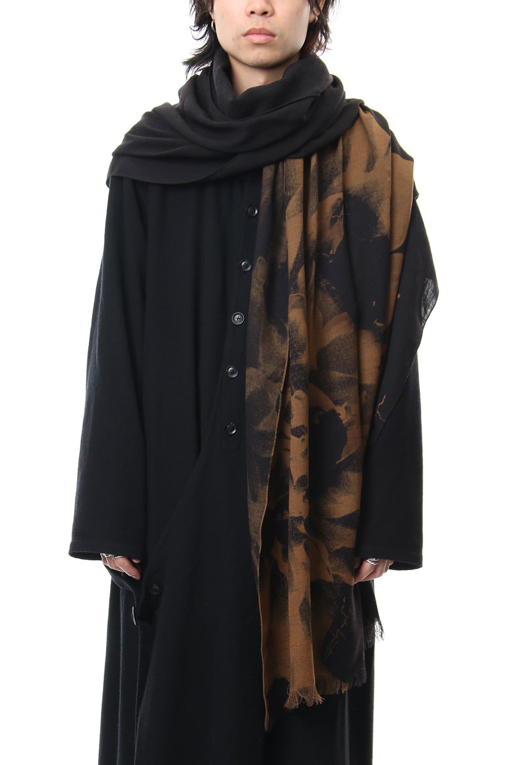 Dahlia Grilled Stole Wool Discharge - DV-L12-104