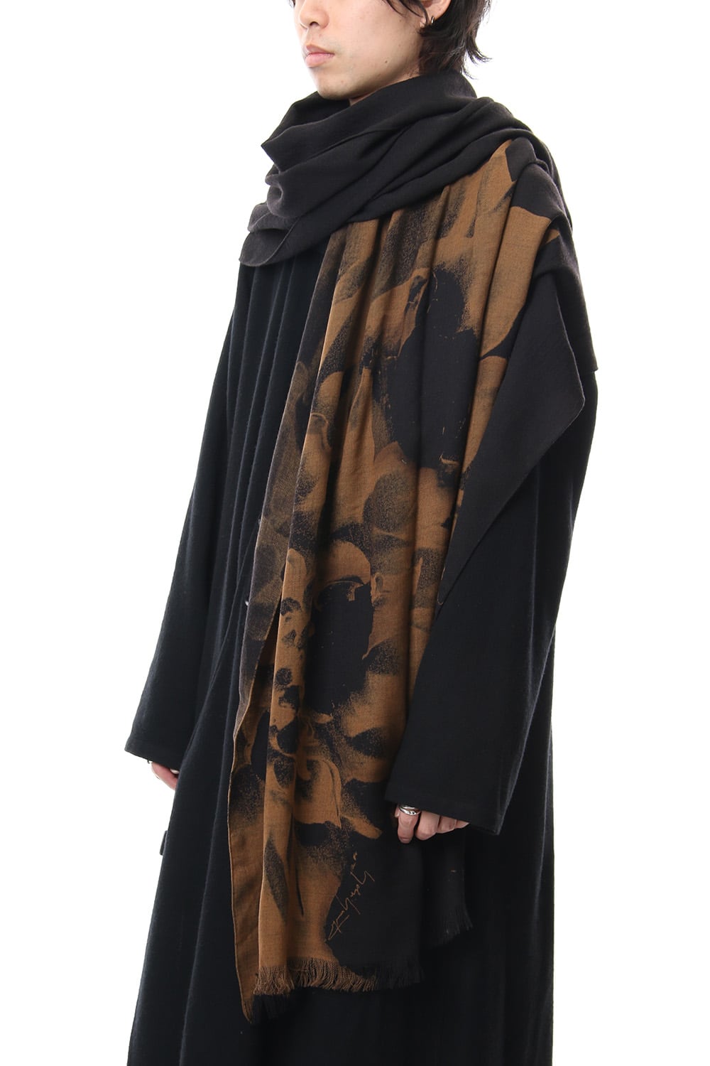 Dahlia Grilled Stole Wool Discharge - DV-L12-104