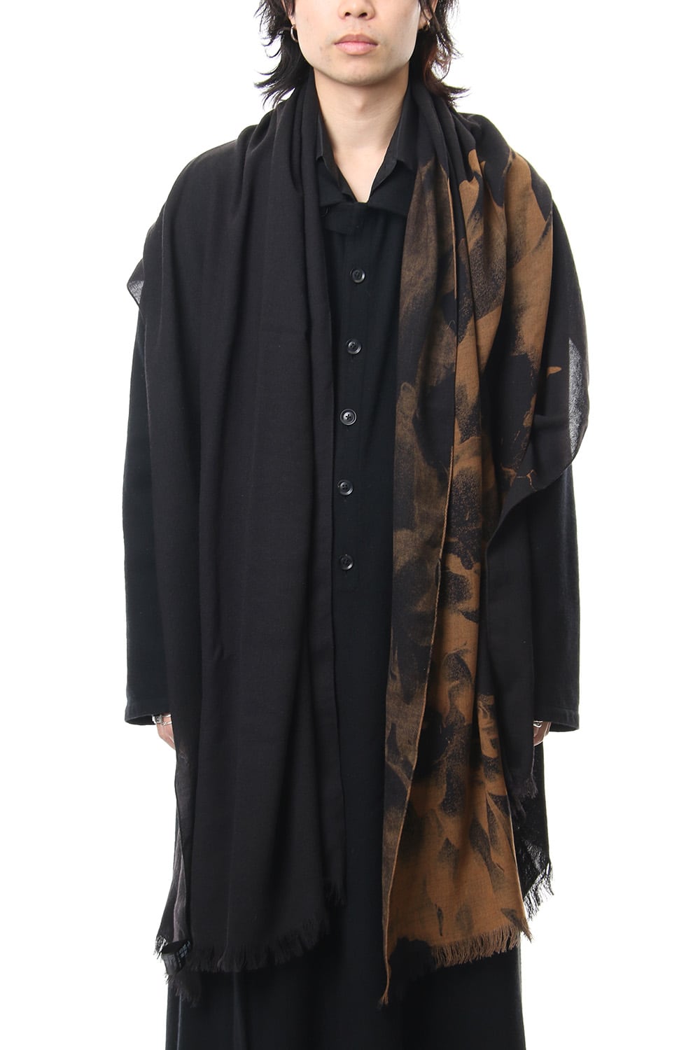 Dahlia Grilled Stole Wool Discharge - DV-L12-104