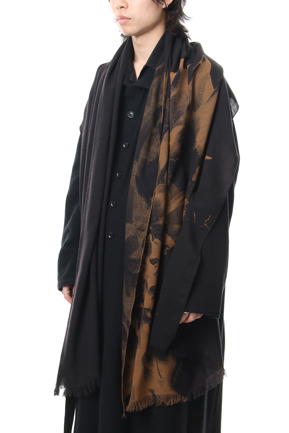 Dahlia Grilled Stole Wool Discharge - DV-L12-104