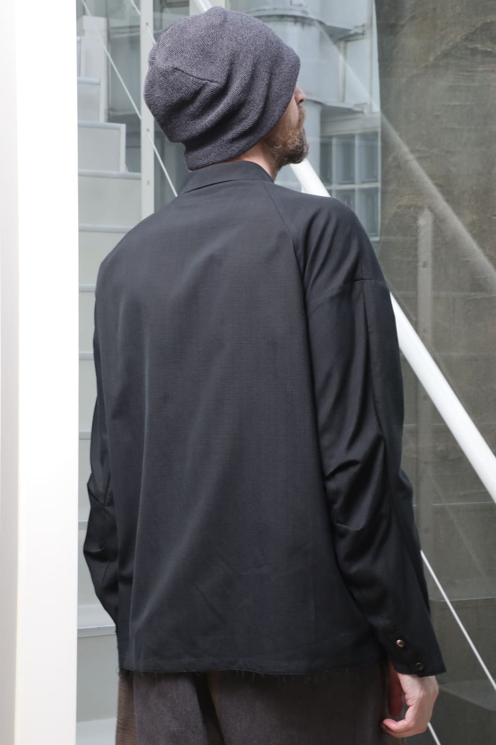 シャツ ルーズフィット サンドブラスト シルク コットン