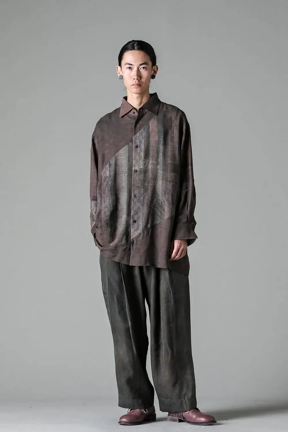 Spiral Printing Oversized Long Shirt