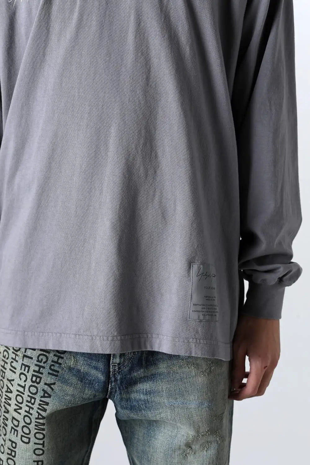 NEIGHBORHOOD × Yohji Yamamoto Print Long Sleeve T-Shirt Gray