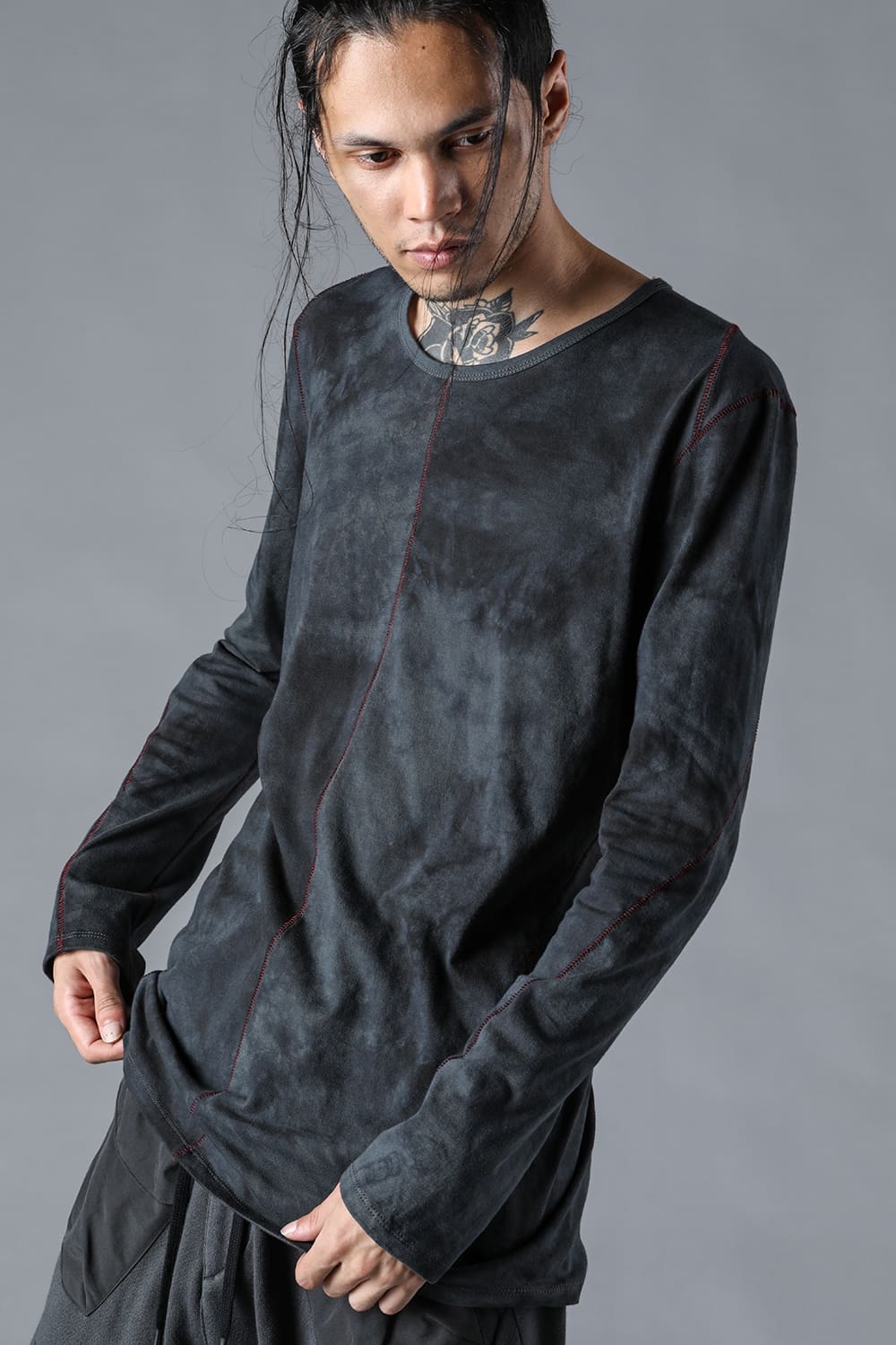 Uneven Dyed 30/- Soft Cotton Jersey Long Sleeve T-Shirt