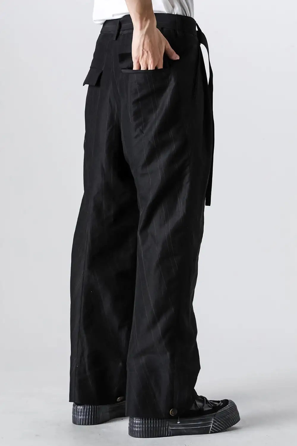 Cuffs baggy pant cotton / linen stripe