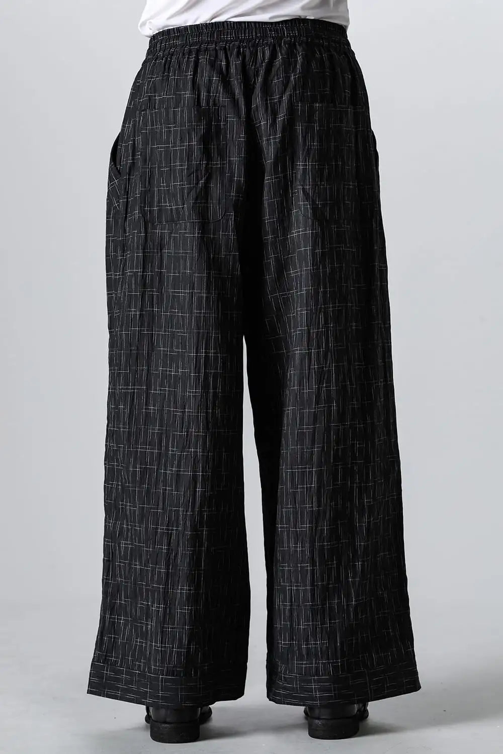 WIDE PANTS Fine Kasuri Shirting BLACK