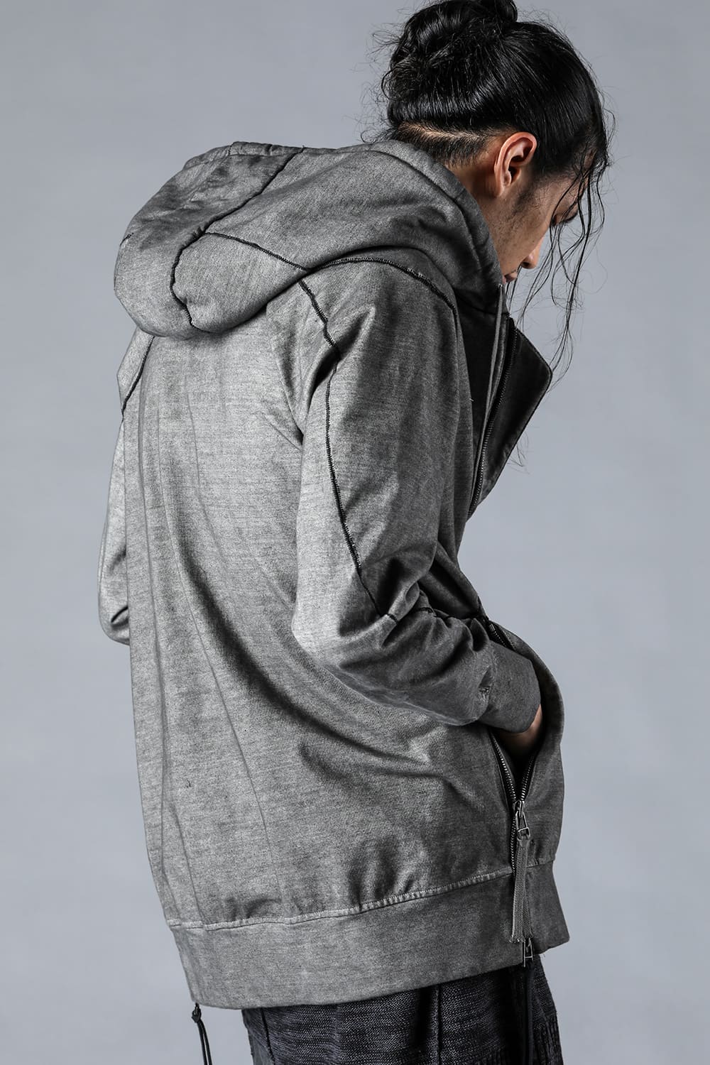 Ink-dyed Dense Knit Hooded Jacket