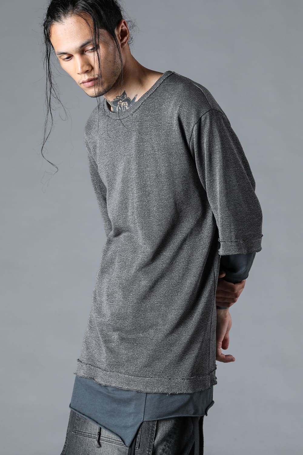 Washi x Rayon Knit Layered T-Shirt