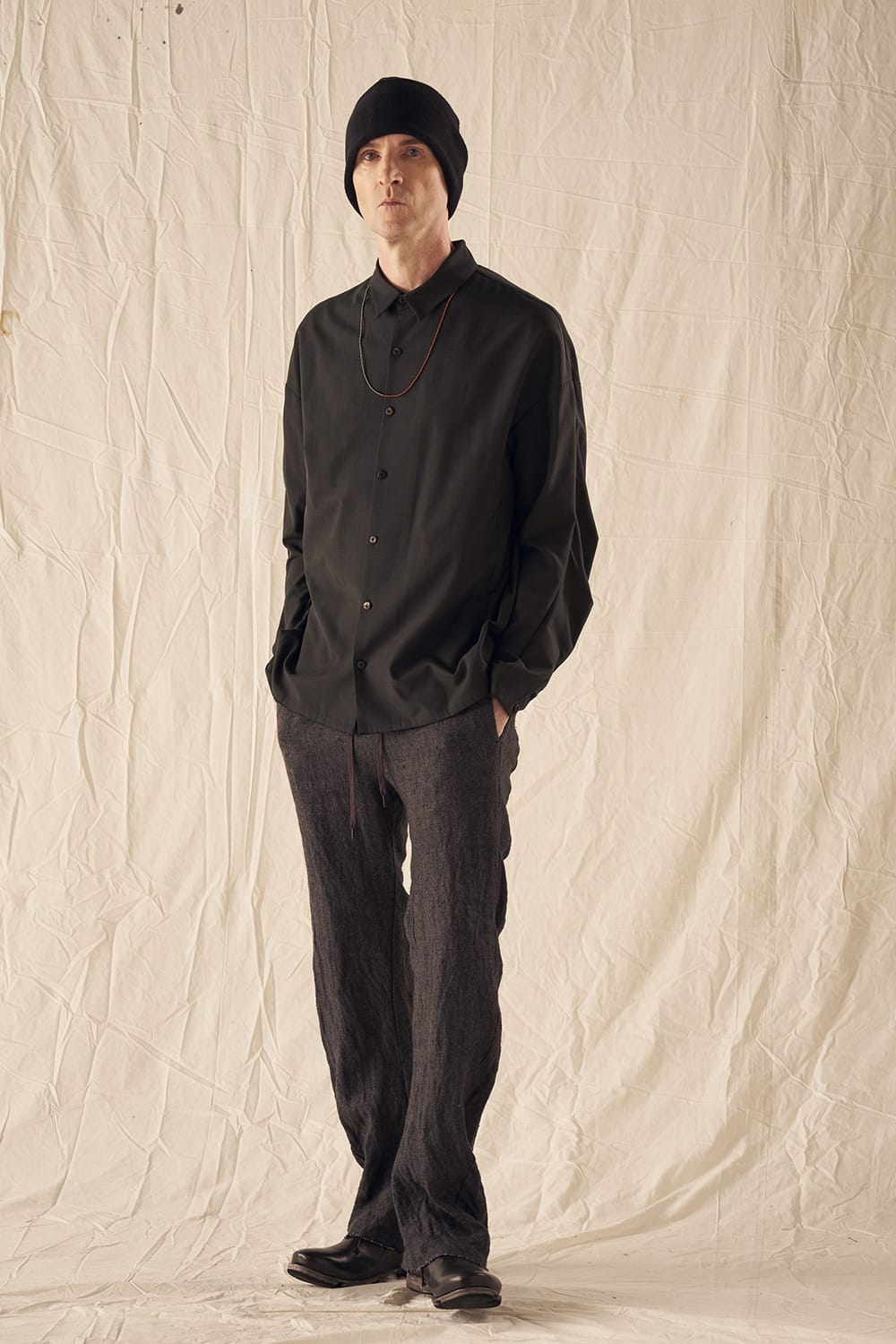 シャツ ルーズフィット サンドブラスト シルク コットン