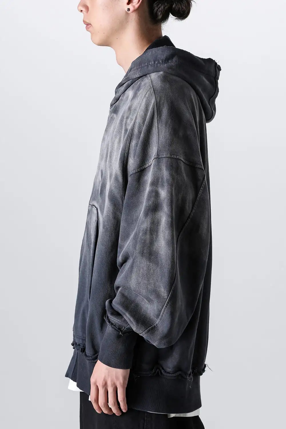 Faded Garment Wash Sweat Hoodie Black