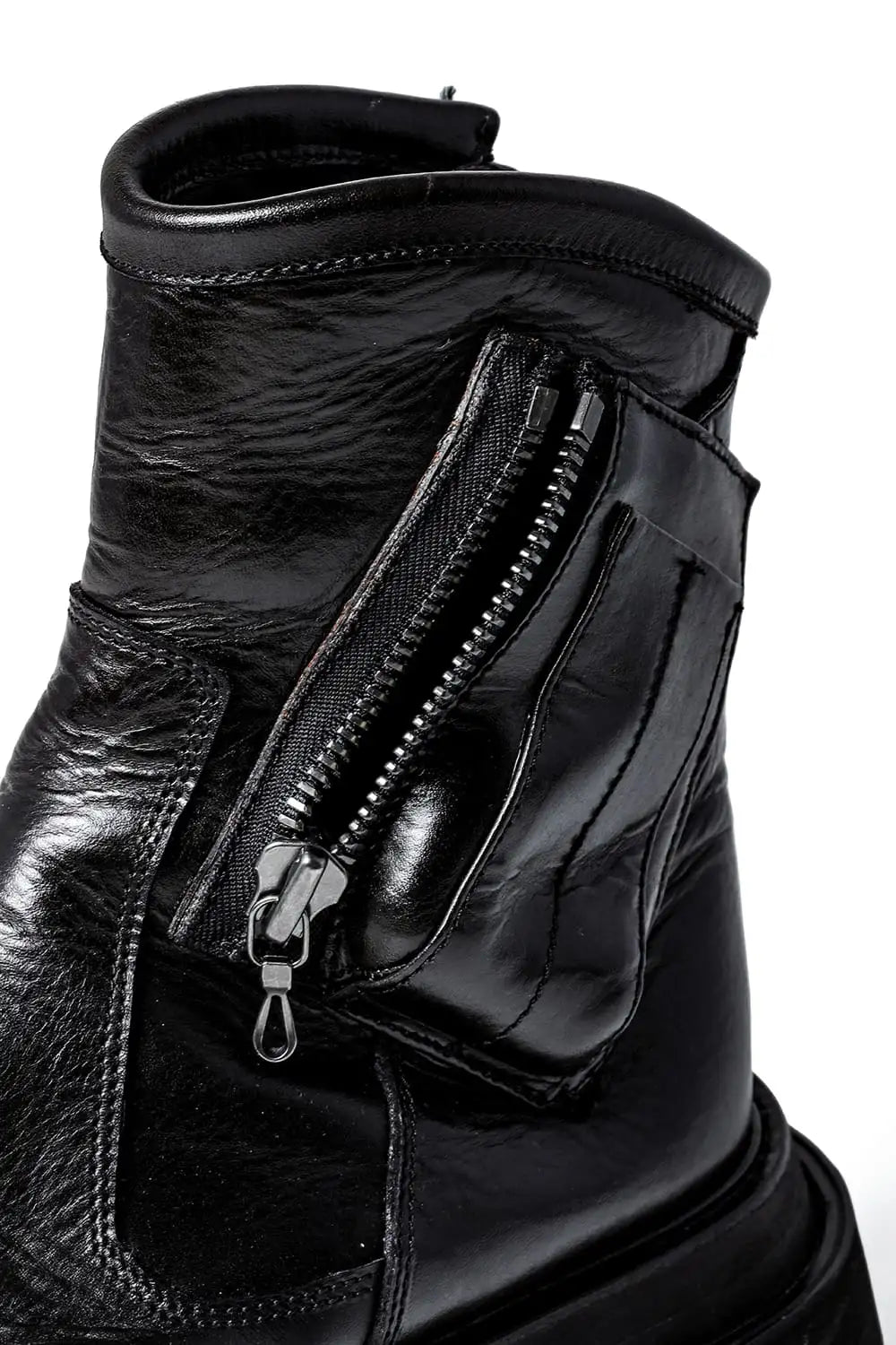 Cow Leather Side Zip Boots