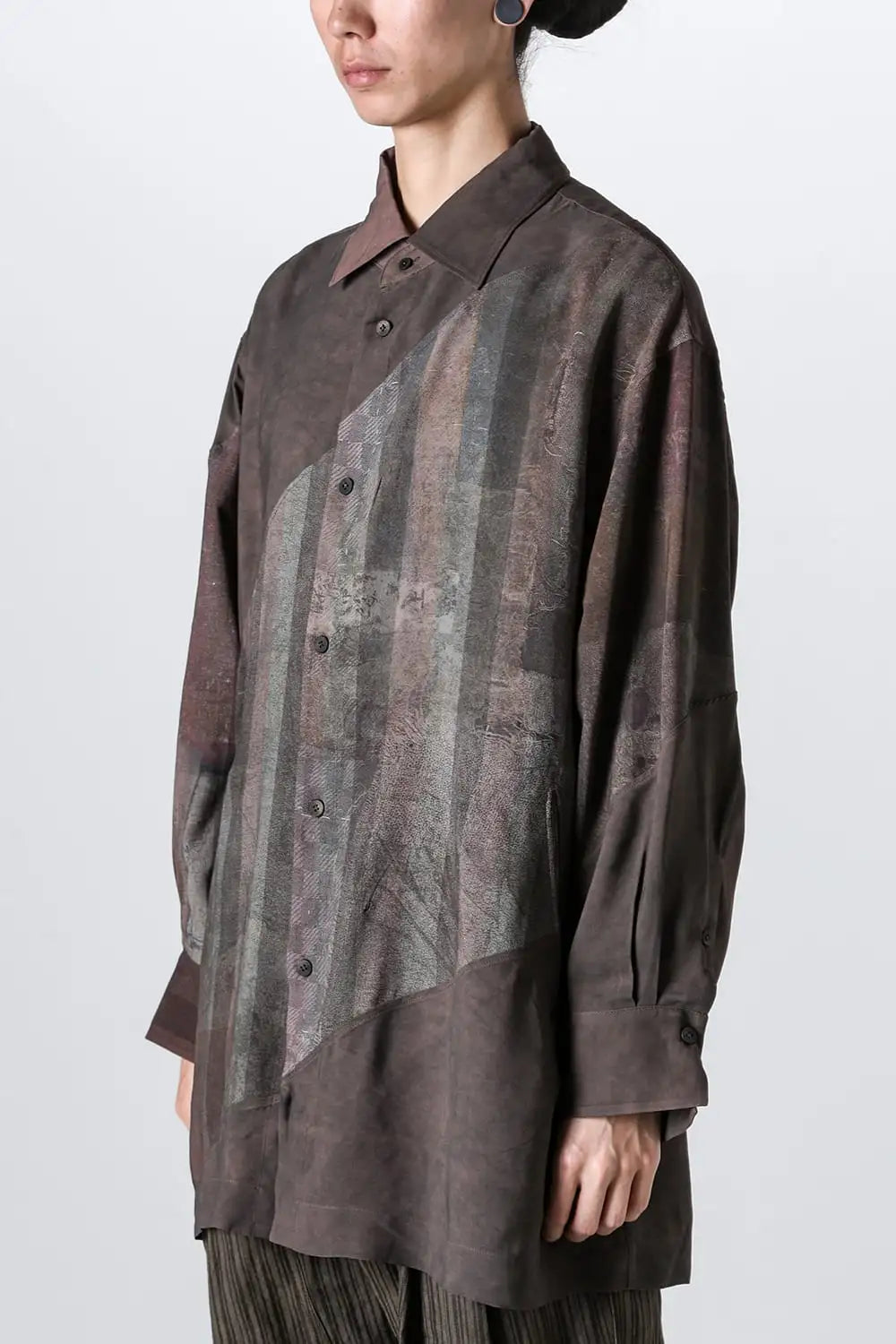 Spiral Printing Oversized Long Shirt