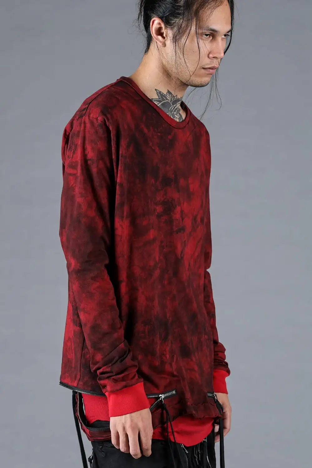 30/- Soft Cotton Jersey Zip Open Long Sleeve T-Shirt Red