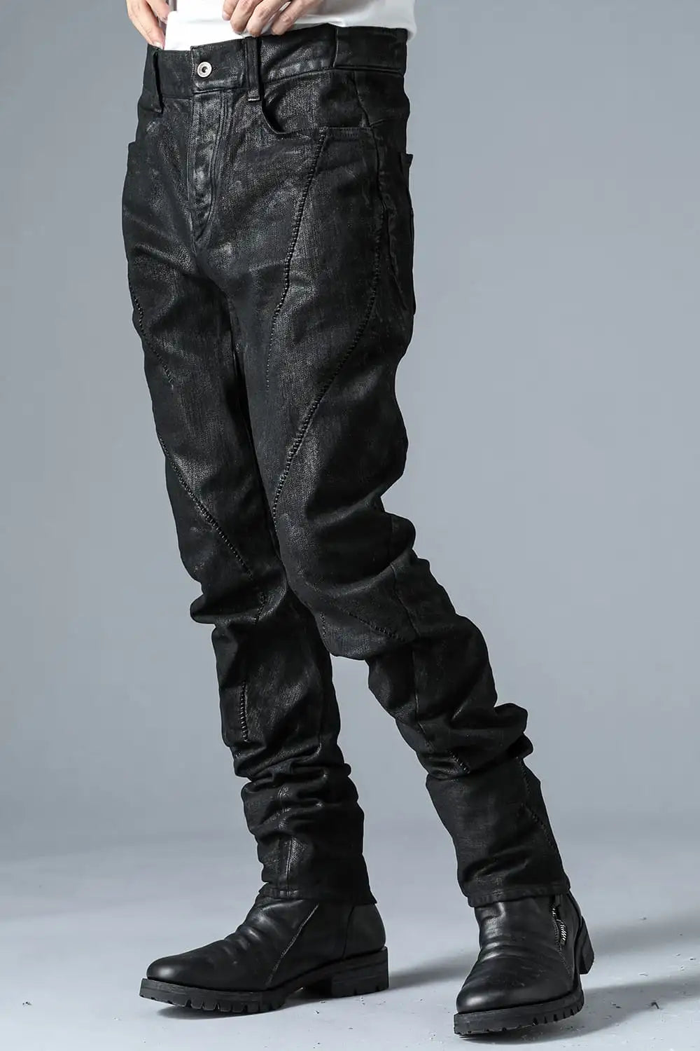 Product Coated Stretch Denim Overlock Twist Curve Slim Pants