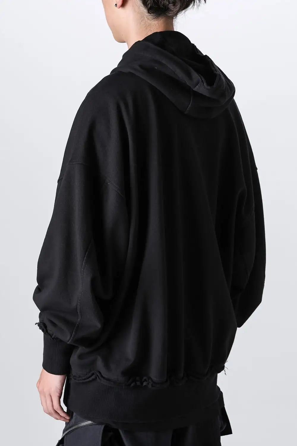 Cotton Sweat Zip Up Hoodie Black