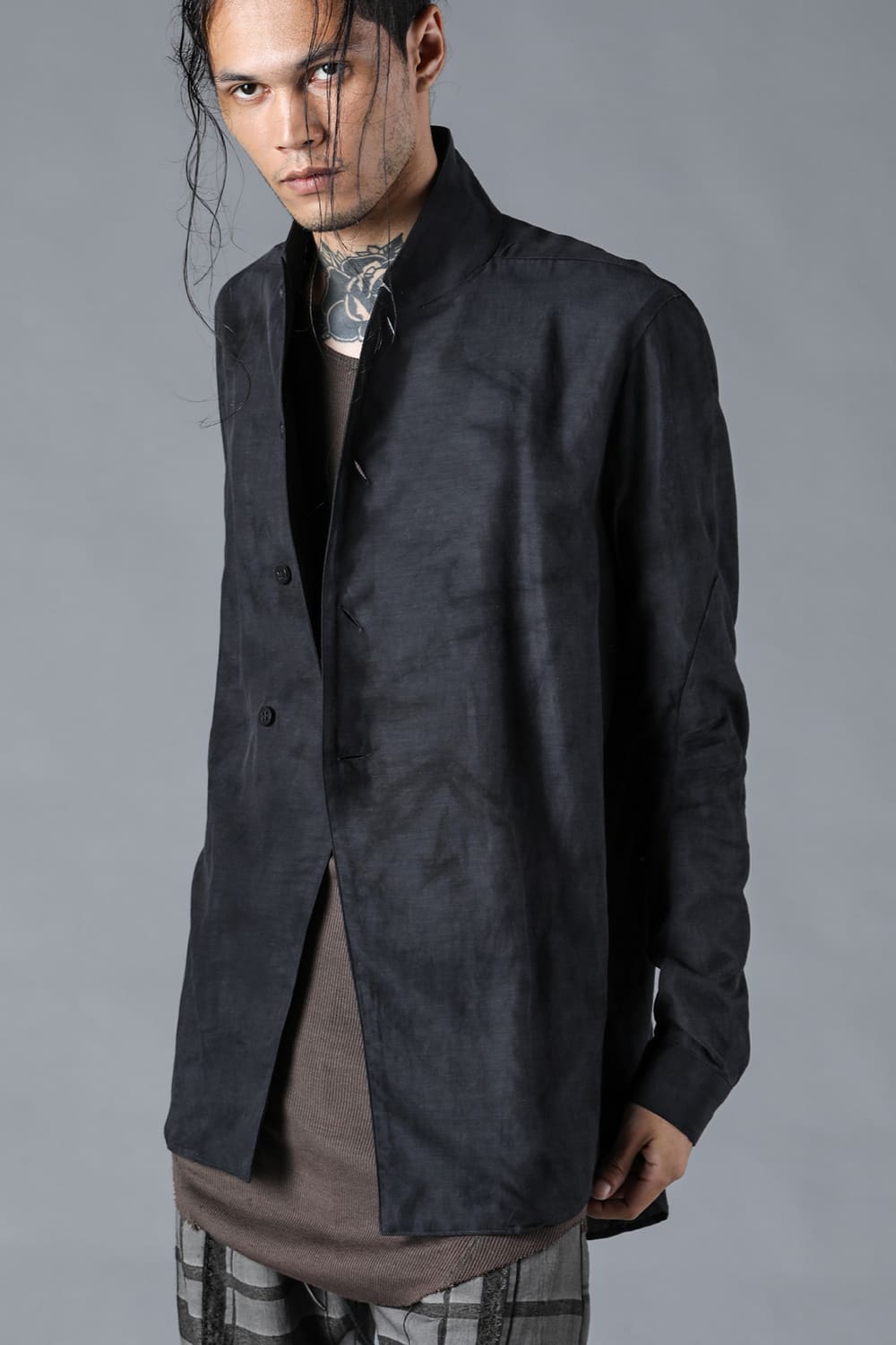 Uneven Dyed Linen x Rayon Tailored Shirt JKT