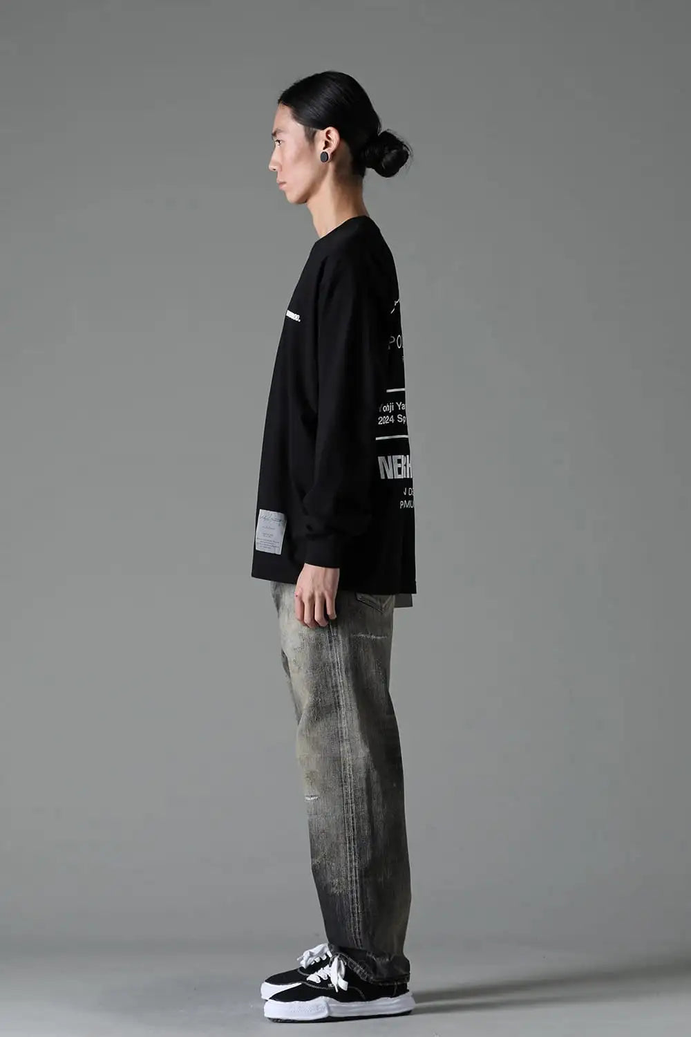 NEIGHBORHOOD x Yohji Yamamoto Print Long Sleeve T-Shirt Black