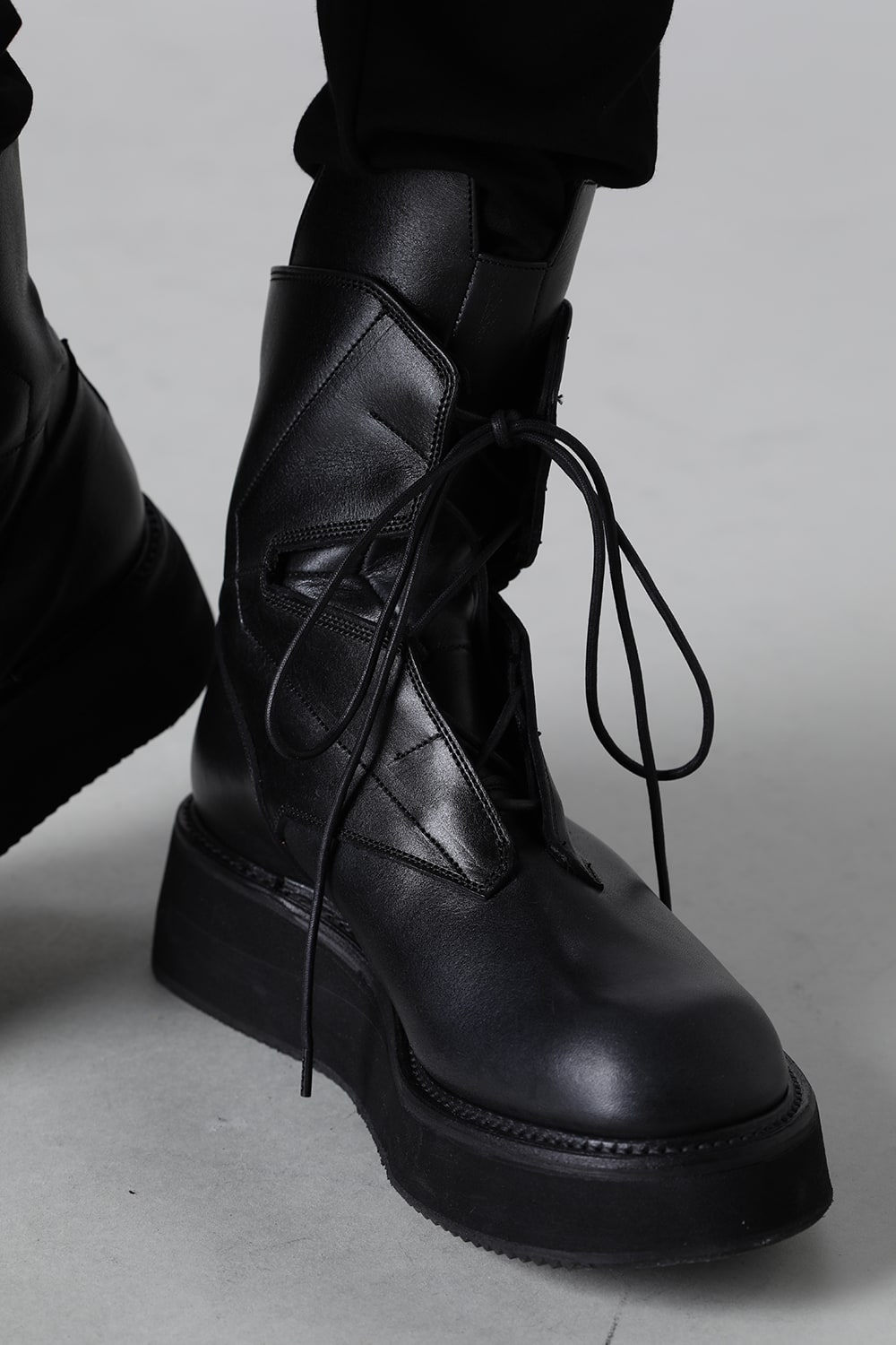 Cow Skin Lace Up Boots