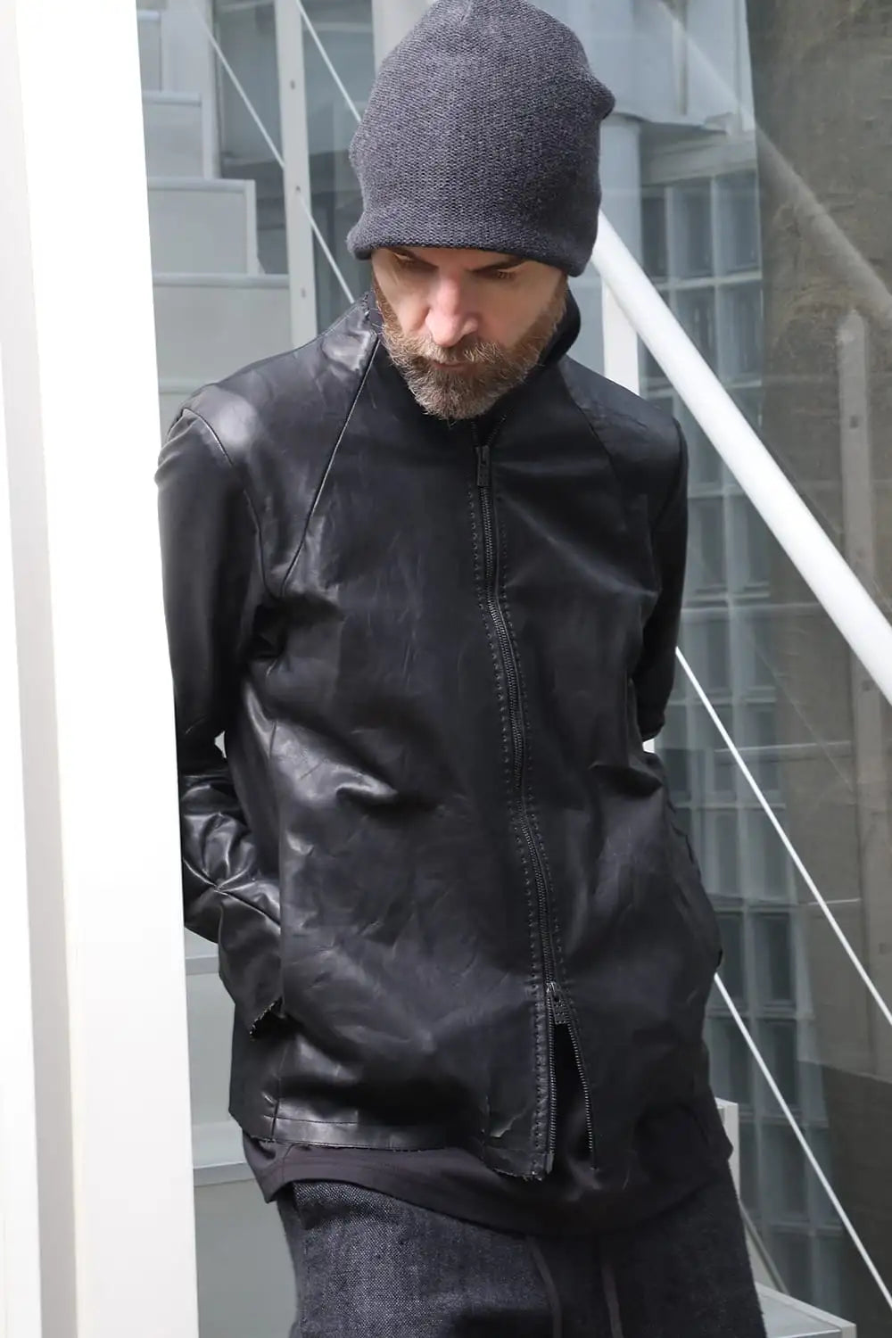 Leather  jacket  calf / silk   bonded