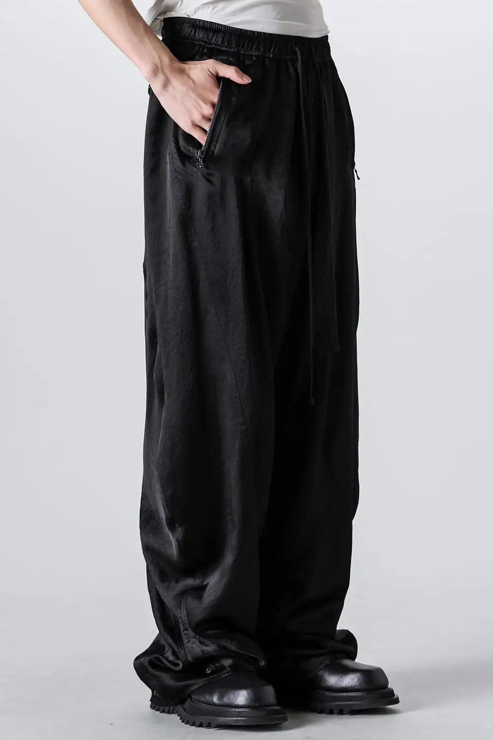 Acetate Vintage Satin Twisted Wide Pants