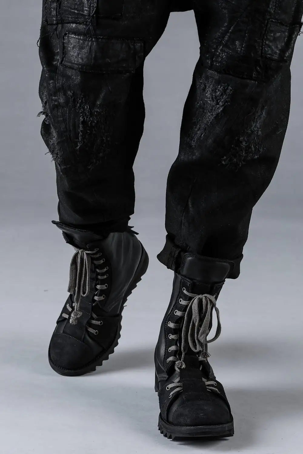 ホースレザーシャークソールレースアップブーツ