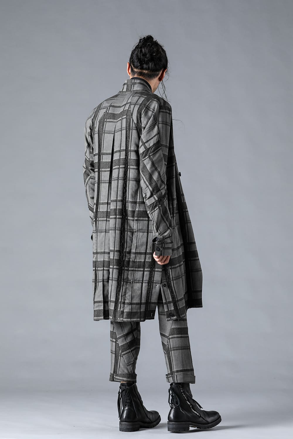 Check Jacquard W-Breasted Shirt Coat