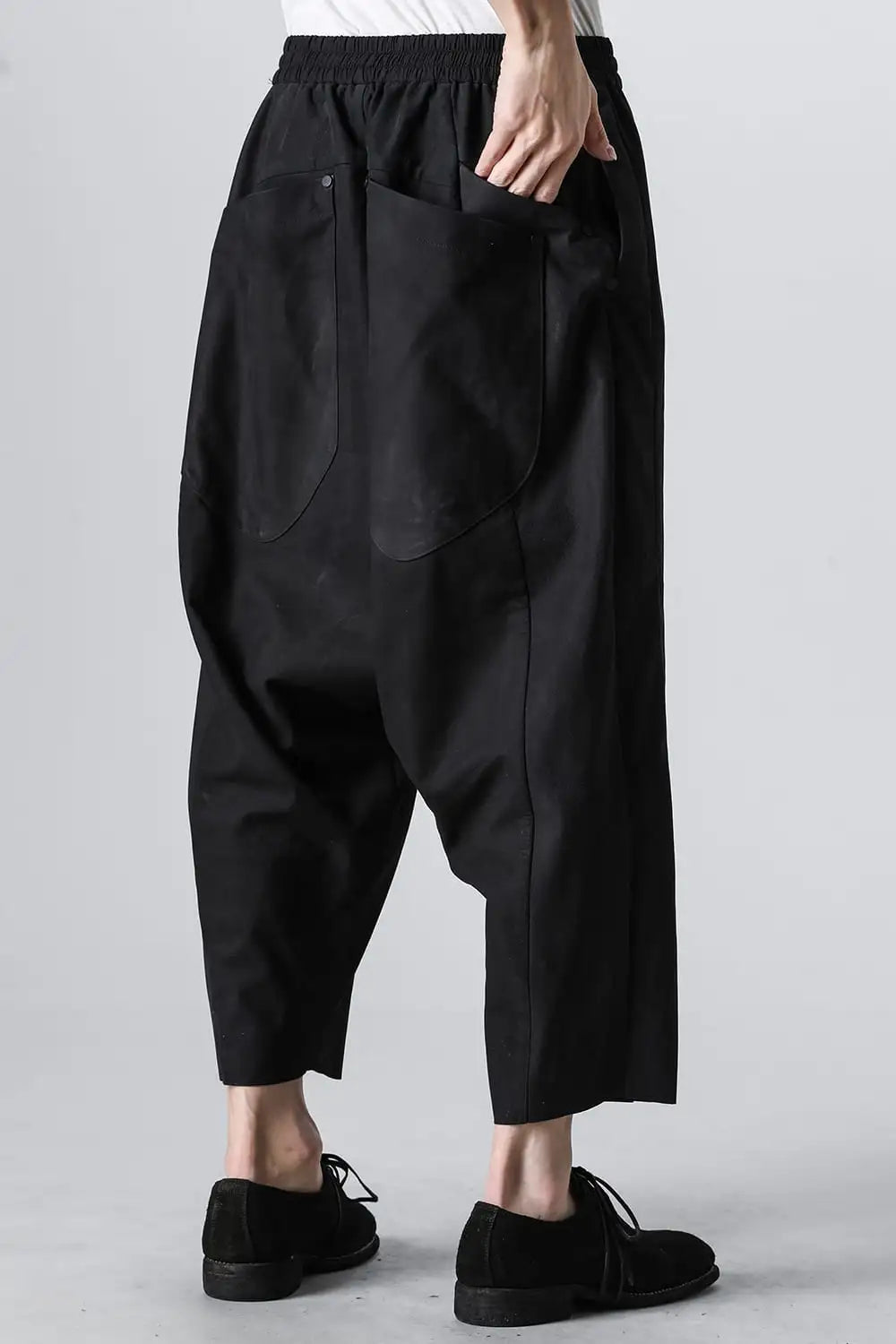 Relaxed pants soft nubuck cow leather Black